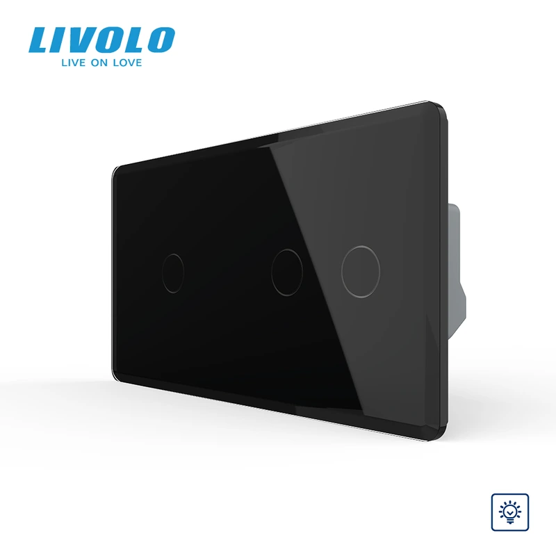 Сенсорний димер LIVOLO, 3 сенсори (1-2), чорний 2.5D, скло