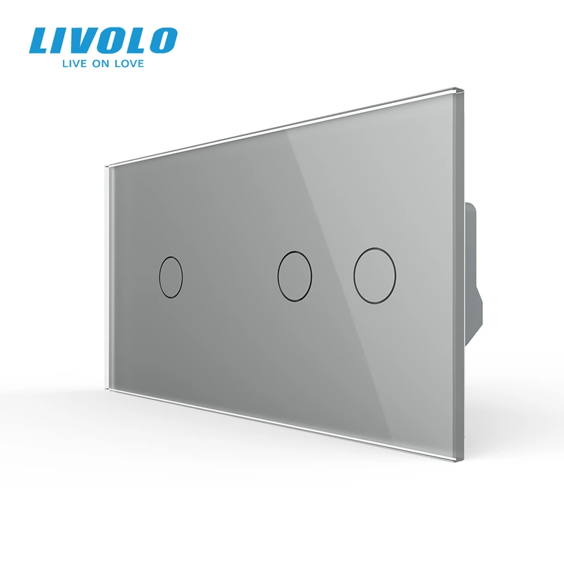 Сенсорний димер LIVOLO, 3 сенсори (1-2), сірий, скло