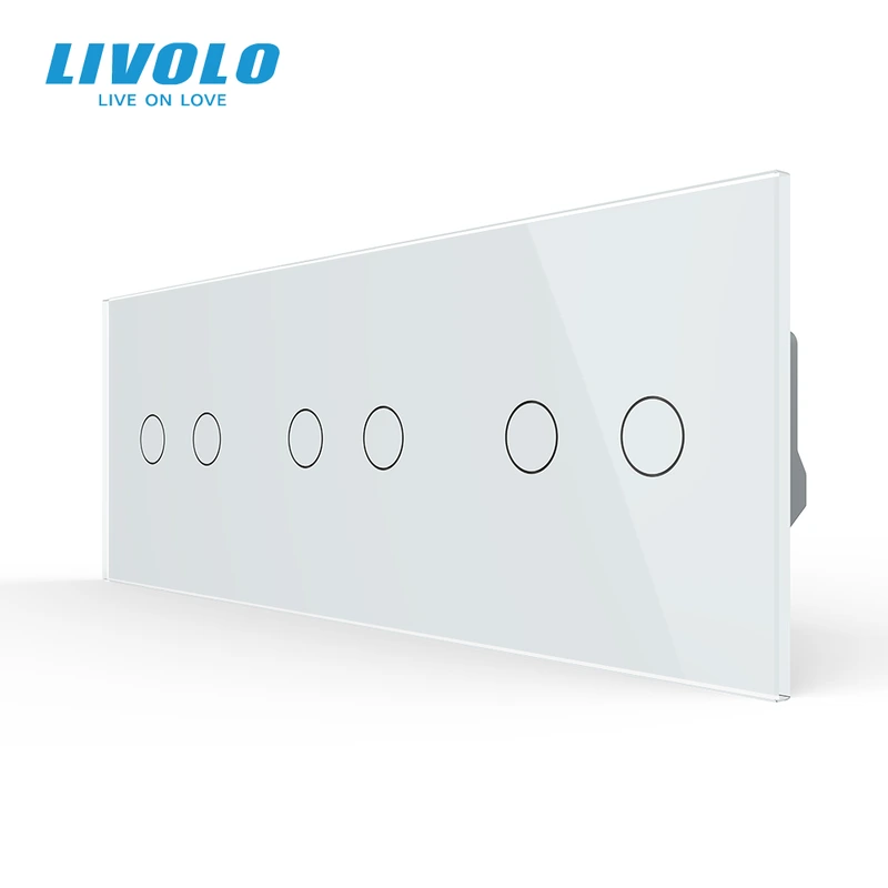 Сенсорний димер LIVOLO 6 сенсорів (2-2-2), білий, скляна панель, 2A 230V