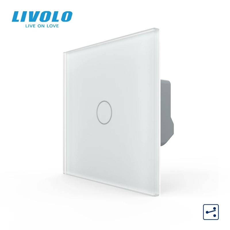 Сенсорний прохідний / перехресний вимикач LIVOLO, 5А 230В, білий матове скло