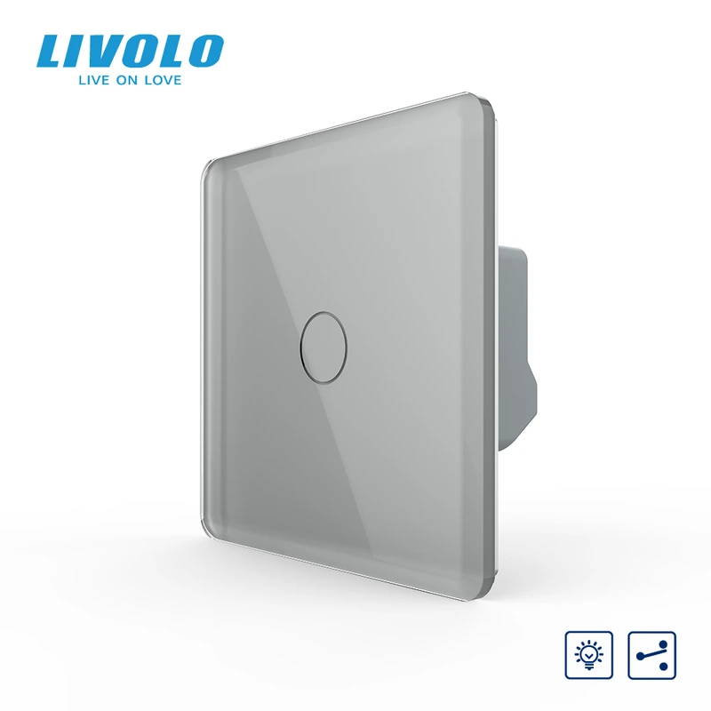 Сенсорний прохідний/перехресний диммер LIVOLO сірий 2.5D скло — Livolo