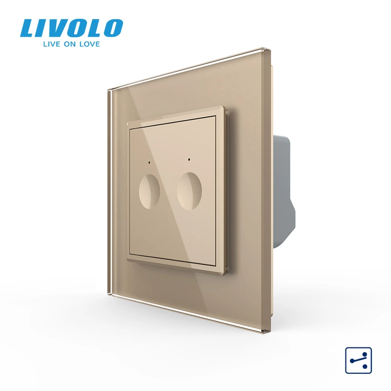 Сенсорний прохідний/перехресний вимикач Sense 2 сенсора Livolo золото (722000413) — Livolo
