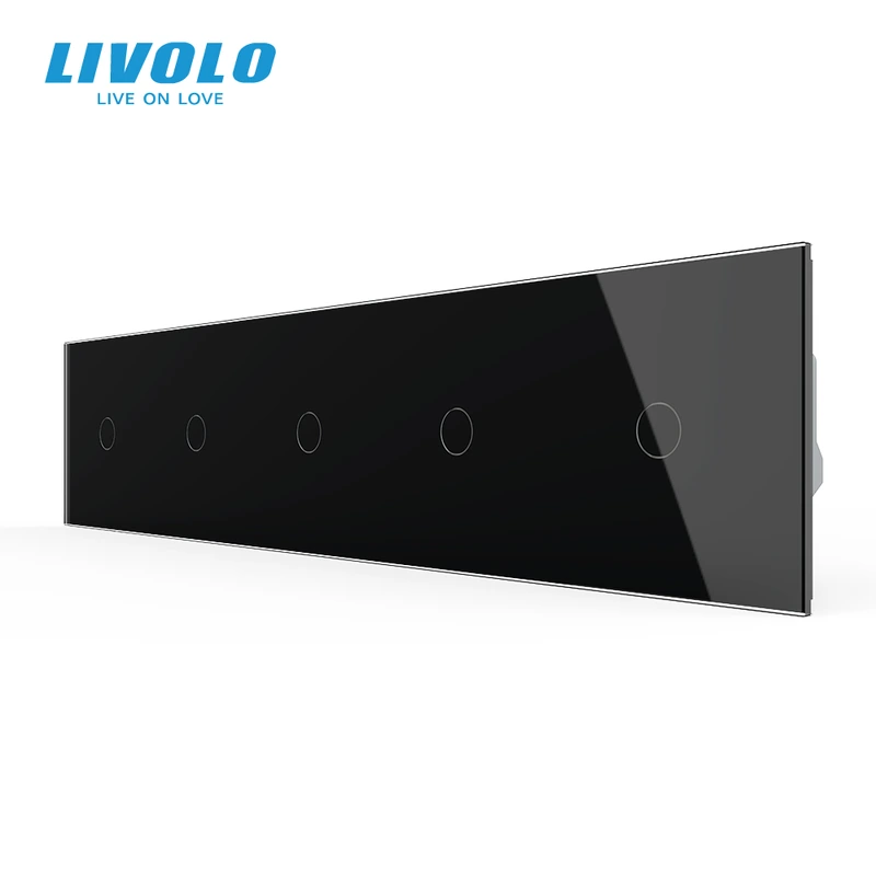 Сенсорний вимикач 5 сенсорів (1-1-1-1-1) Livolo чорний скло (VL-C705-12)