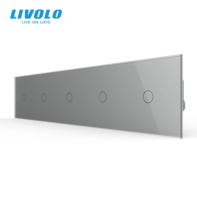 Сенсорний вимикач 5 сенсорів (1-1-1-1-1) Livolo сірий скло (VL-C705-15)