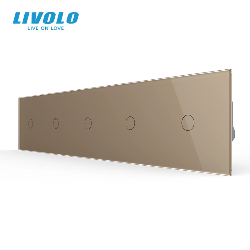 Сенсорний вимикач 5 сенсорів (1-1-1-1-1) Livolo золото скло (VL-C705-13)