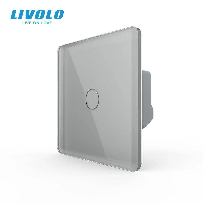 Сенсорний вимикач LIVOLO, сірий скляний 2.5D, 5А 230В, без нейтралі