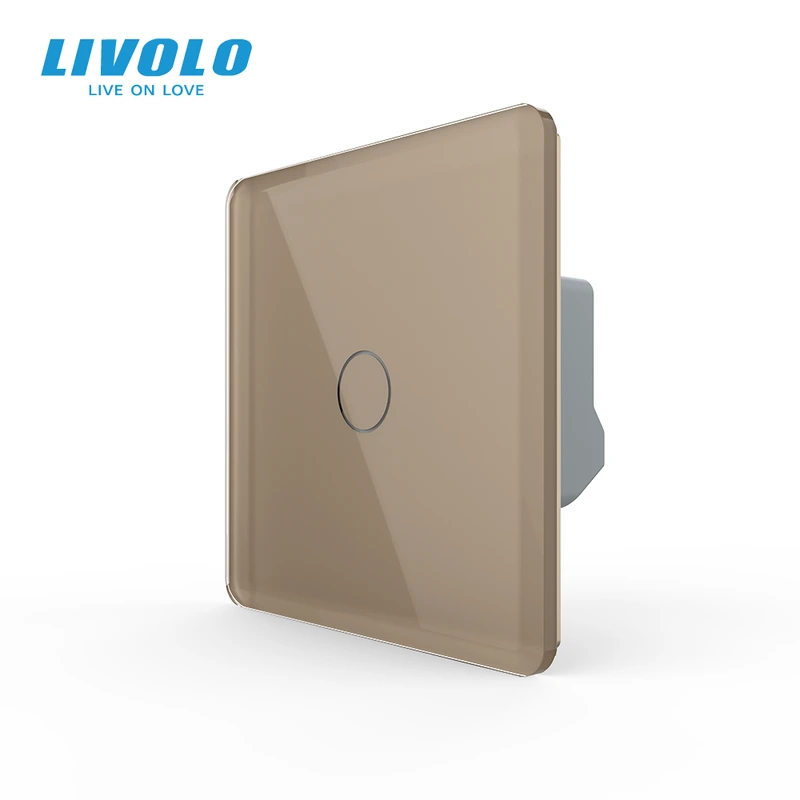 Сенсорний вимикач LIVOLO, золотий скляний 2.5D, 5А 230В, без нейтралі