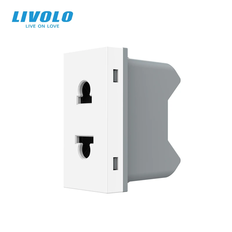 Універсальна розетка LIVOLO 2 в 1, біла, без заземлення, з захисними шторками, модуль 0.5 поста, 16А 250В (VL-FCT25 16A-1WP) (VL-FCT25 16A-1WP)