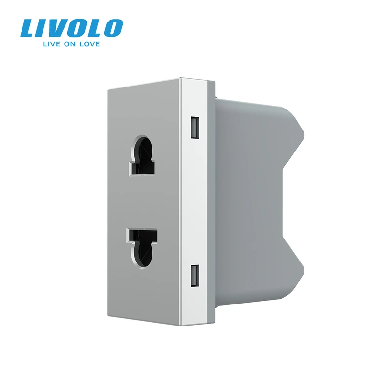 Універсальна розетка LIVOLO 2 в 1, сіра, без заземлення, з захисними шторками, модуль 0.5 поста, 16А 250В (VL-FCT25 16A-1IP) (VL-FCT25 16A-1IP)