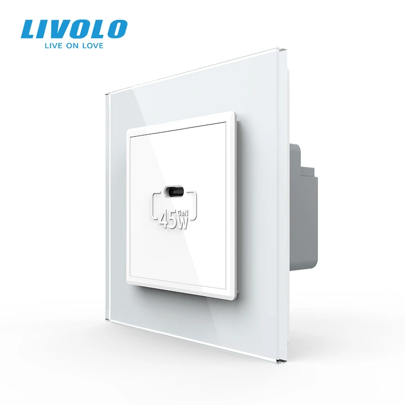 Розетка USB Type-C з Power Delivery 45W Livolo білий (VL-C7-FCUC-2WP)