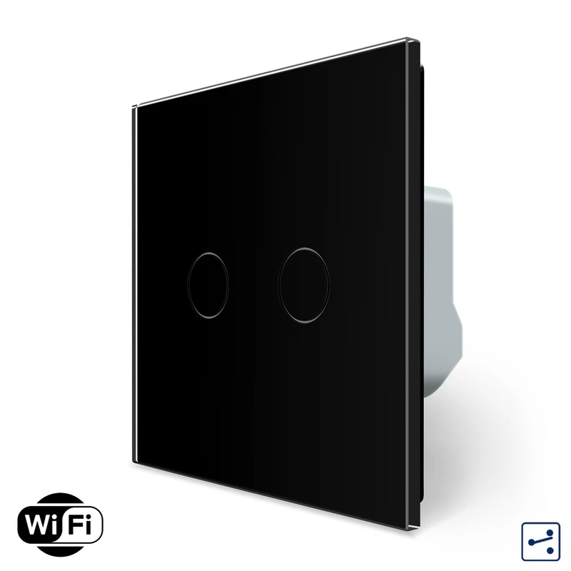 Розумний сенсорний Wi-Fi прохідний/перехресний вимикач 2 сенсора Livolo чорний скло (VL-C7FC2SNY-2G-BP)