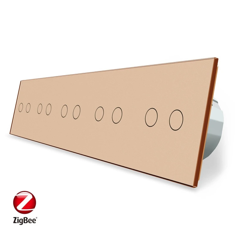 Розумний сенсорний ZigBee вимикач 10 сенсорів (2-2-2-2-2) Livolo золото скло (VL-C710Z-13)