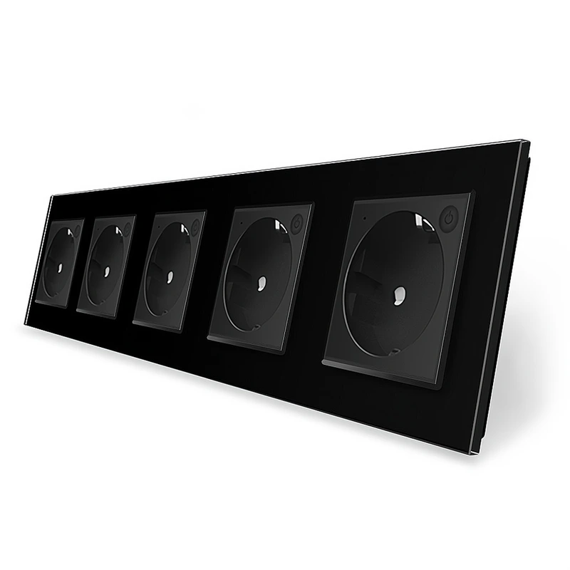 П'ятимісна розумна розетка ZigBee із заземленням Livolo чорний (VL-C7FCTC16AZ-10BP)