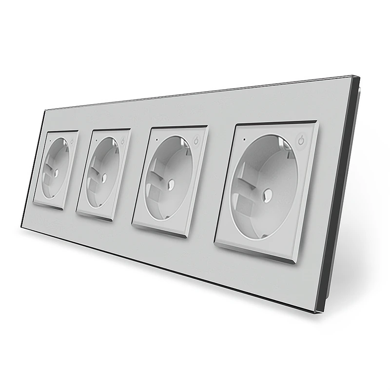 Чотиримісна розумна розетка ZigBee із заземленням Livolo сірий (VL-C7FCTC16AZ-8IP)