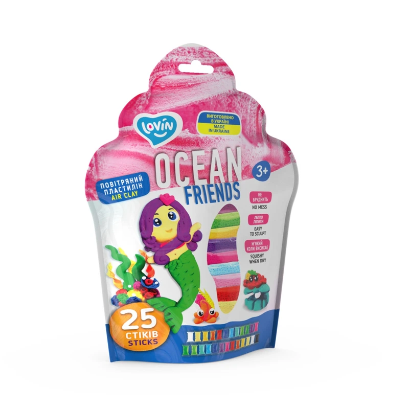 Набір для ліплення з повітряним пластиліном Air Clay 70159, 25 стиків Русалонька — Lovin