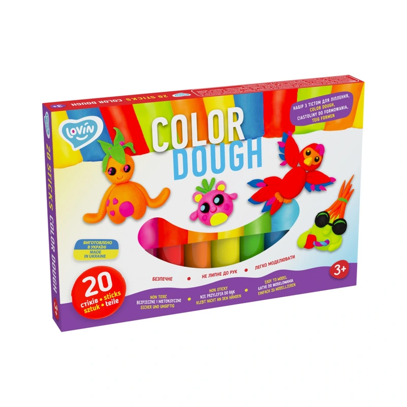 Набір для ліплення з тістом Color Dough 41204, 20 стиків — Lovin
