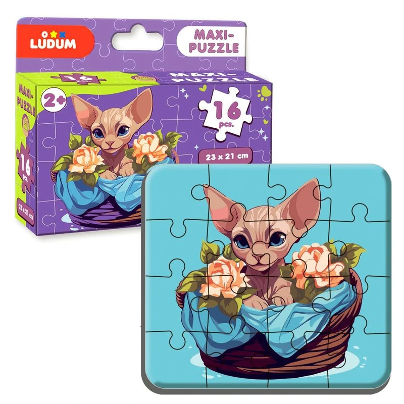 Пазл дитячий максі "Котик 2" ME5032-03, 16 великих елементів — Ludum