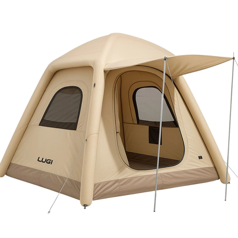 Надувний 3-місний намет 230×230×150 (см) для туризму та риболовлі намет з надувним каркасом Бежевий LU-021 — Lugi