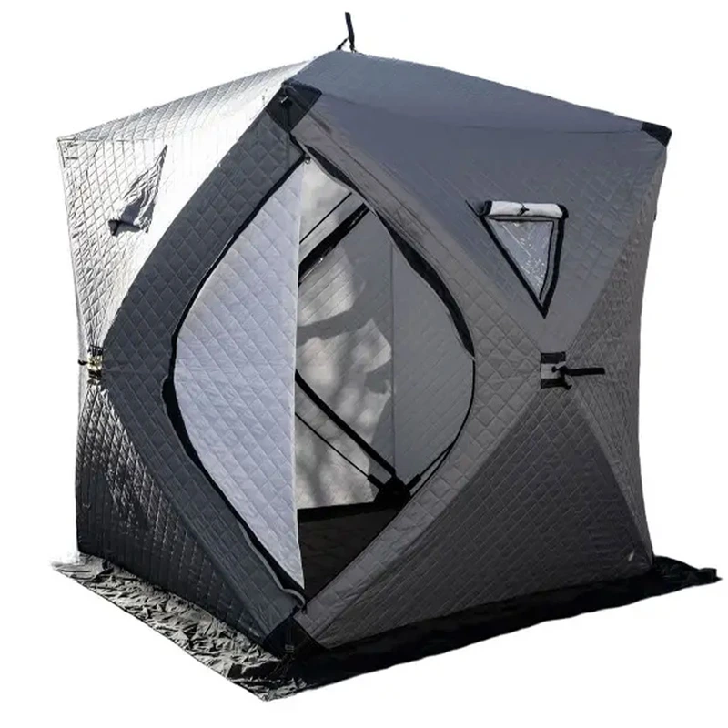 Намет зимовий утеплений "Куб" 210х210х210 для рибалки туризму кемпінгу та подорожей Сірий LU-BD18G — Lugi