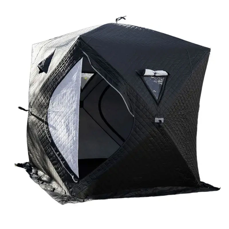 Намет зимовий утеплений "Куб" 210х210х210 для рибалки туризму кемпінгу та подорожей Чорний LU-BD18B — Lugi
