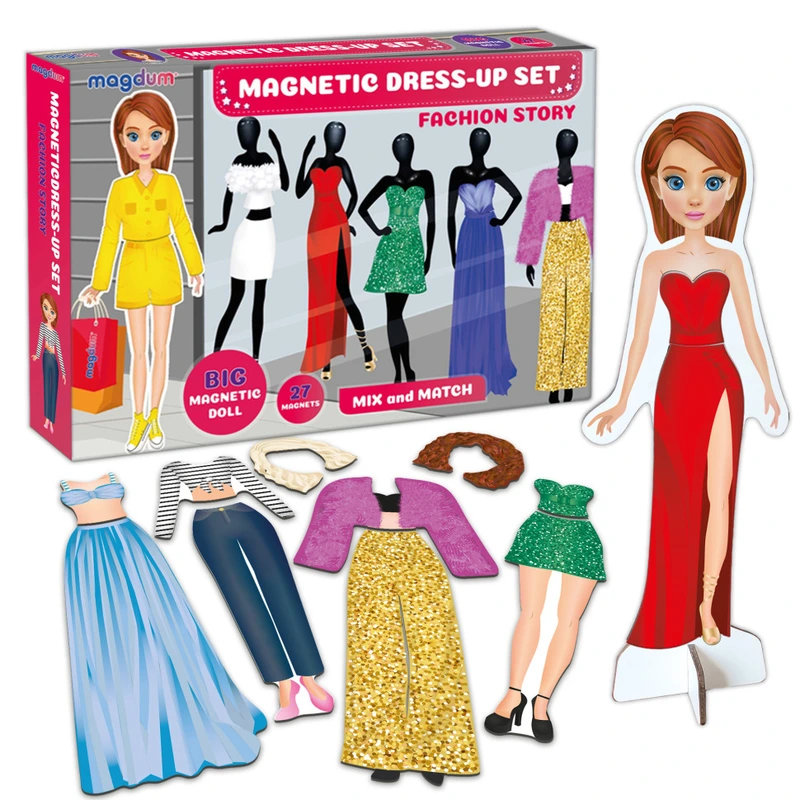 Настільна магнітна гра "Fashion story" ML4032-08 EN магнітна лялька, 27 магнітів — Magdum