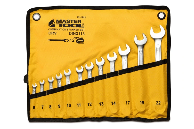 Ключі комбіновані MASTERTOOL COLD FORGED набір 12 шт (6–14/17/19/22 мм) 31CrV3 DIN 3113 у чохлі 72-1112
