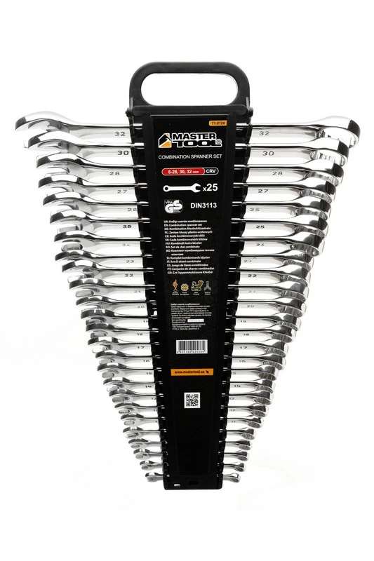 Ключі комбіновані MASTERTOOL SATIN FINISH набір 25 шт (6-28/30/32 мм) CrV DIN 3113 71-2124 — MASTERTOOL