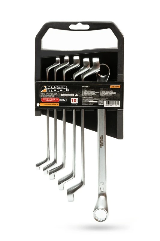 Ключі накидні MASTERTOOL COLD FORGED набір 6 шт (6–17 мм) 31CrV3 DIN 897 72-3206 — MASTERTOOL