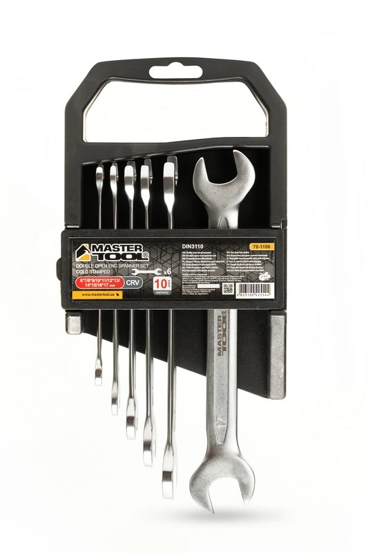 Ключі ріжкові MASTERTOOL COLD FORGED набір 6 шт (6–17 мм) 31CrV3 DIN 3110 70-1106 — MASTERTOOL