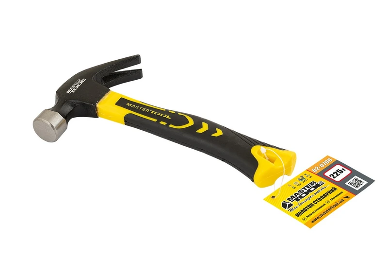 Молоток столярний MASTERTOOL 225 г HRC 50 рукоятка фібергласова 160 мм 02-0706