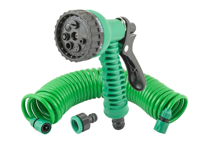 Набір для поливу MASTERTOOL DEW LINE 5 шт (пістолет 7 режимів/шланг 10 м/адаптер ½" ВР-¾" ВР/конектори ⅜" 2 шт) 92-9342