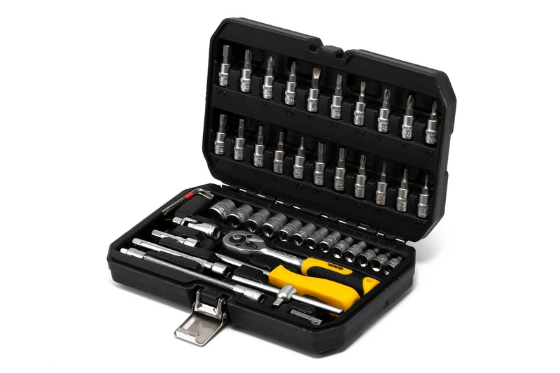 Набір інструментів MASTERTOOL ¼" 46 шт 4-14 мм CrV кейс з металевими замками 78-2047