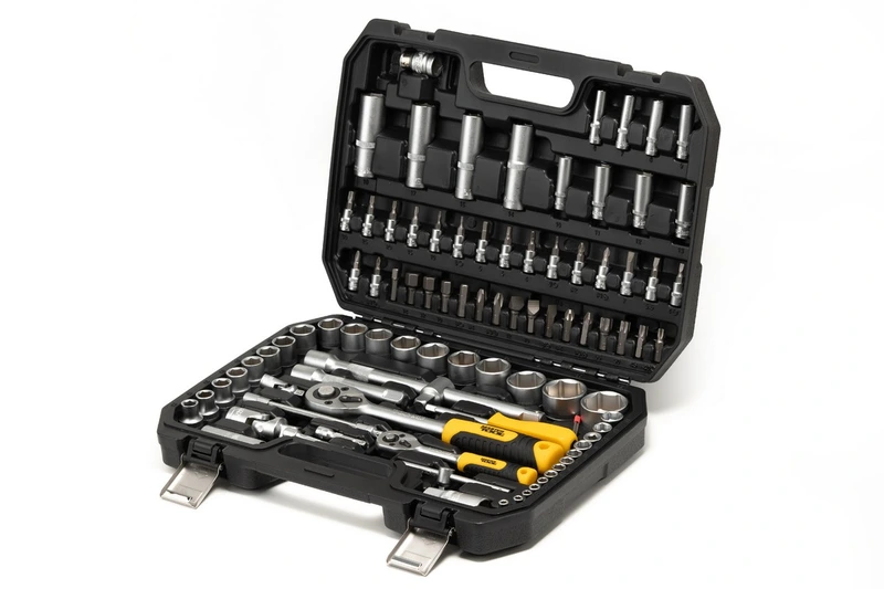 Набір інструментів MASTERTOOL ¼"&½" 94 шт 4-14 мм 10-32 мм CrV кейс з металевими замками 78-5094