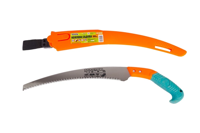 Ножівка садова MASTERTOOL 300 мм 6TPI загартований зуб 3-D заточування з чохлом 14-6016 — MASTERTOOL