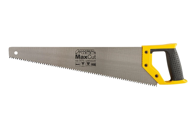 Ножівка столярна MASTERTOOL 4TPI MAX CUT 450 мм загартований зуб 2-D заточування поліроване 14-2645 — MASTERTOOL