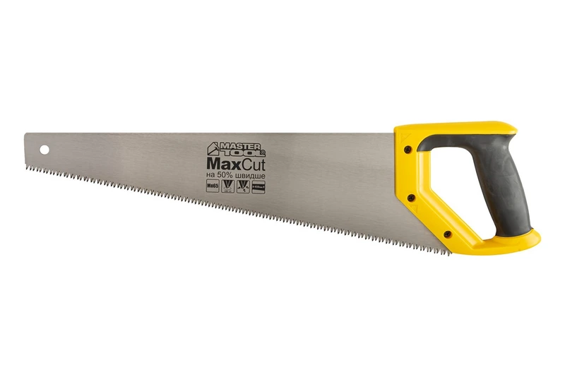 Ножівка столярна MASTERTOOL 7TPI MAX CUT 450 мм загартований зуб 3-D заточування поліроване 14-2045 — MASTERTOOL