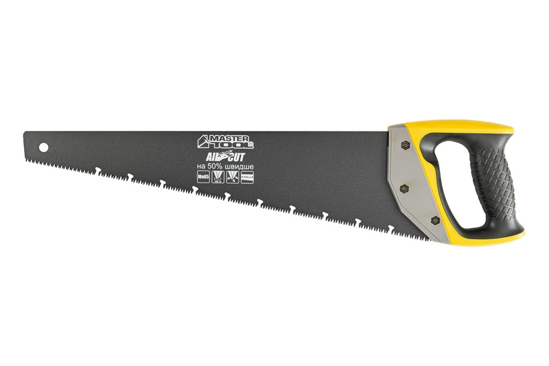 Ножівка столярна MASTERTOOL BLACK ALLIGATOR 450 мм 9TPI MAX CUT загартований зуб 3-D заточування тефлонове покриття 14-2445 — MASTERTOOL