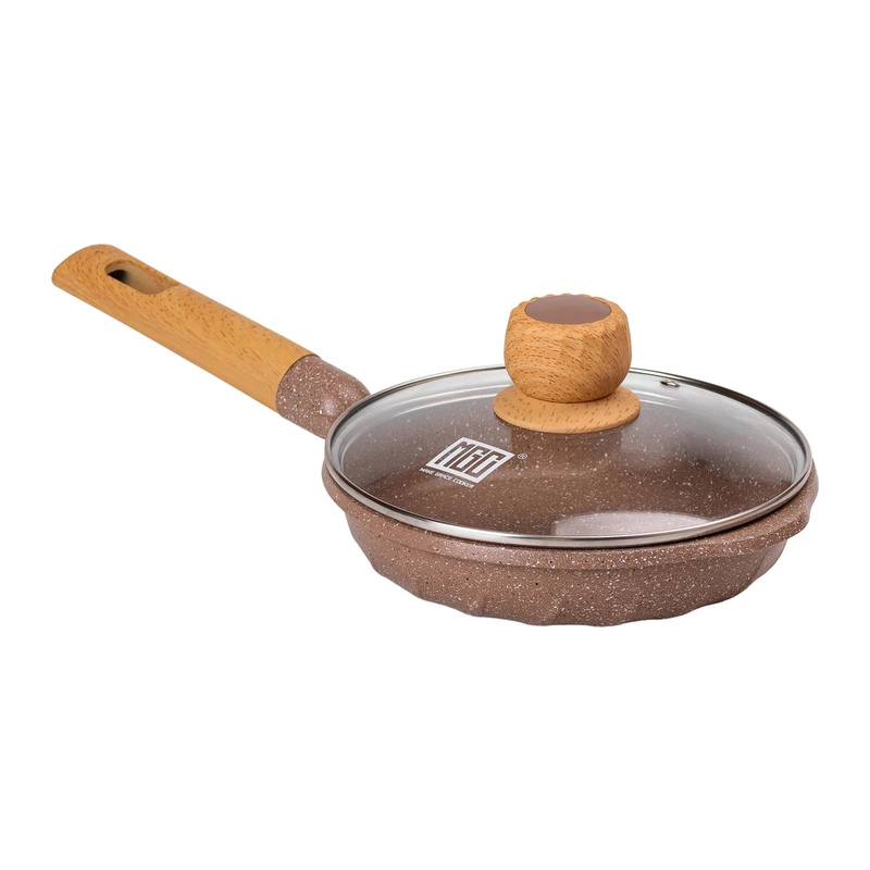 Мармурова алюмінієва сковорода з антипригарним покриттям 1 літр Ø 20 см кавова MGC HP-4-421CO — MGC