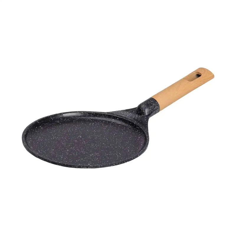 Алюмінієва млинцева сковорода з мармуровим антипригарним покриттям Ø 22 см, товсте дно MGC Black HP-4-427B — MGC