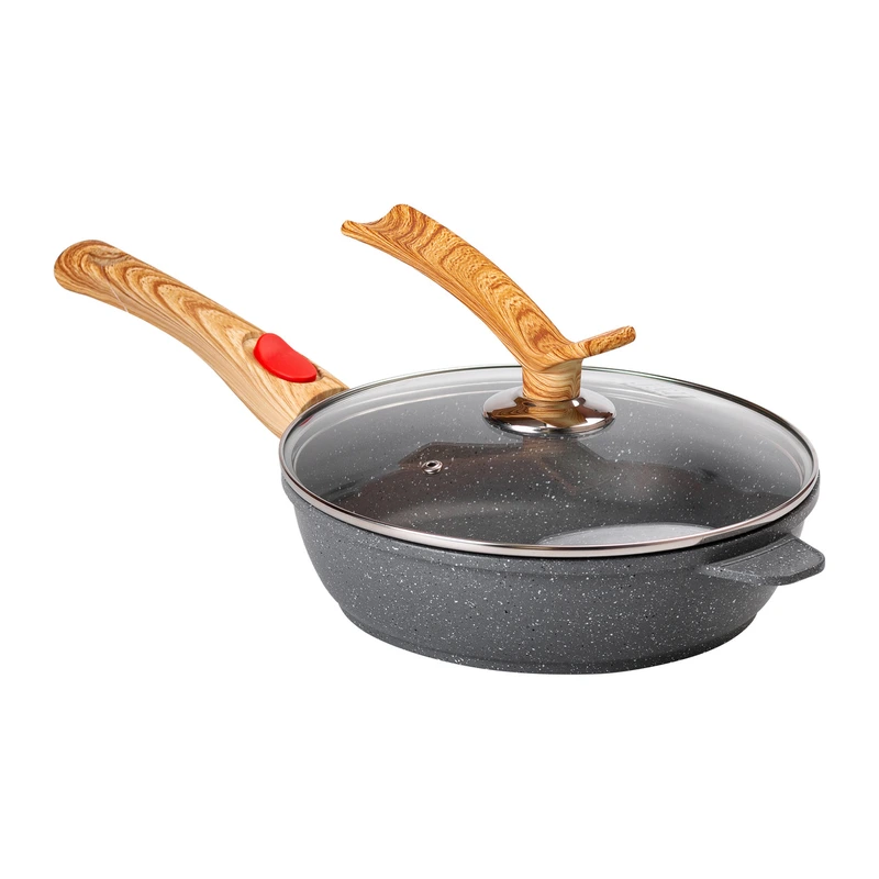 Алюмінієва глибока сковорода (2,4 л) зі скляною кришкою Ø 24 см сіра MGC HP-4-463G — MGC