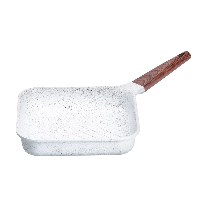 Сковорода-гриль алюмінієва, квадратна, 2,5 л, з антипригарним покриттям, 24 см MGC White HP-4-438W — MGC