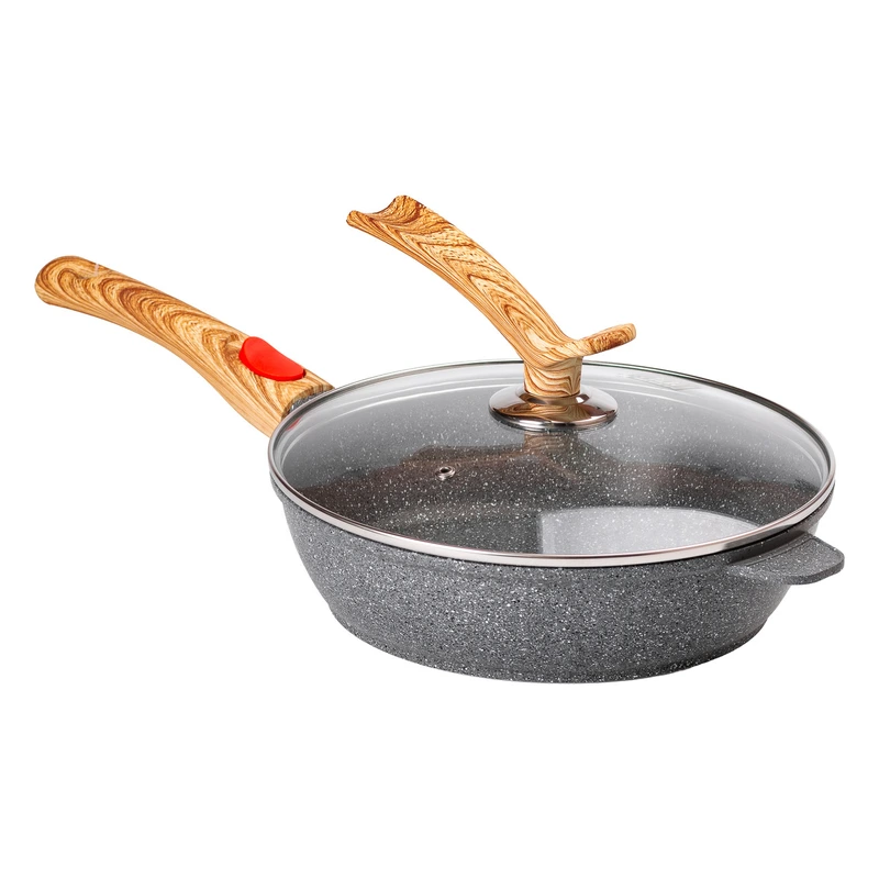 Алюмінієва глибока сковорода (2,8 л) зі скляною кришкою Ø 26 см сіра MGC HP-4-464G — MGC