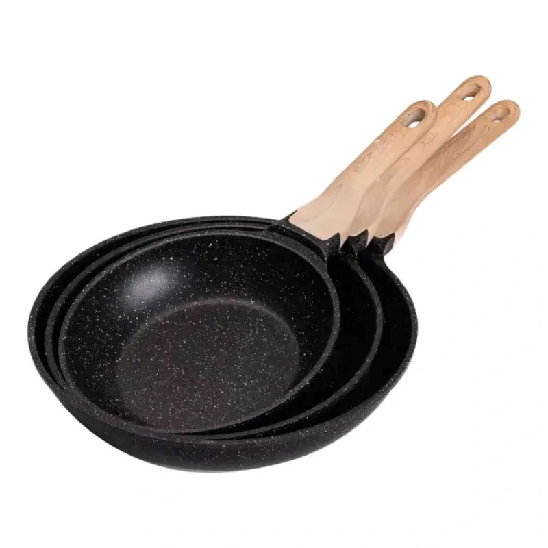 Набір з 3 алюмінієвих сковорідок з товстим дном MGC Чорний HP-4-410B — MGC