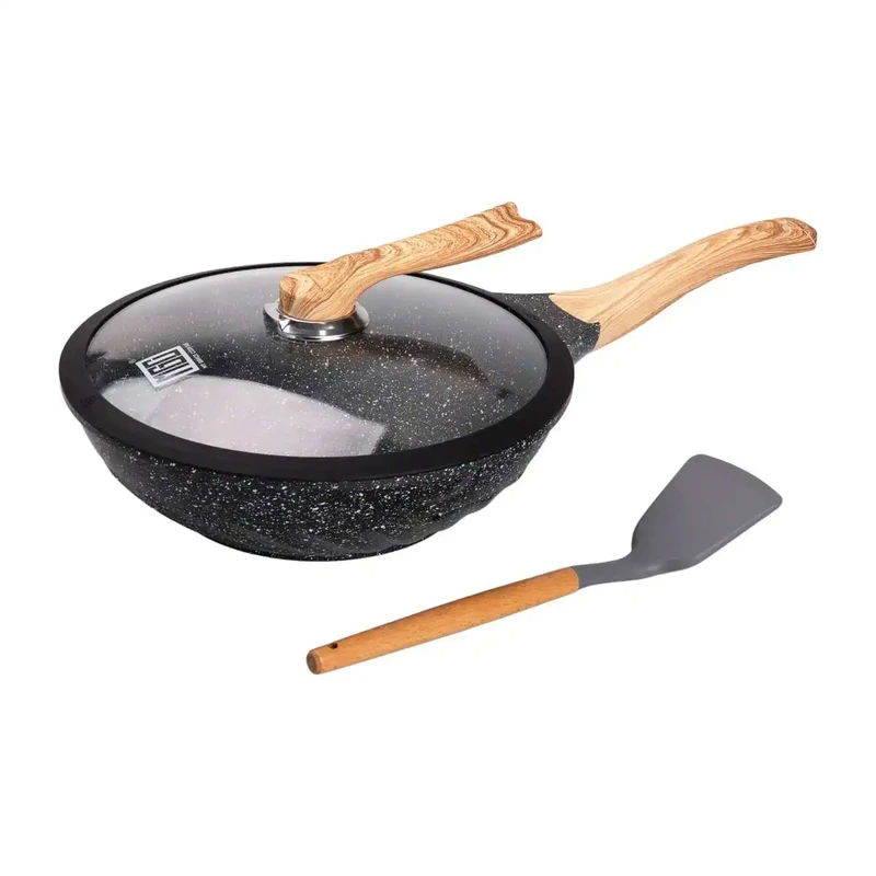 Алюмінієва сковорода 5,5 л, мармурове антипригарне покриття, Ø 30 см, з лопаткою для приготування MGC HP-4-448 — MGC