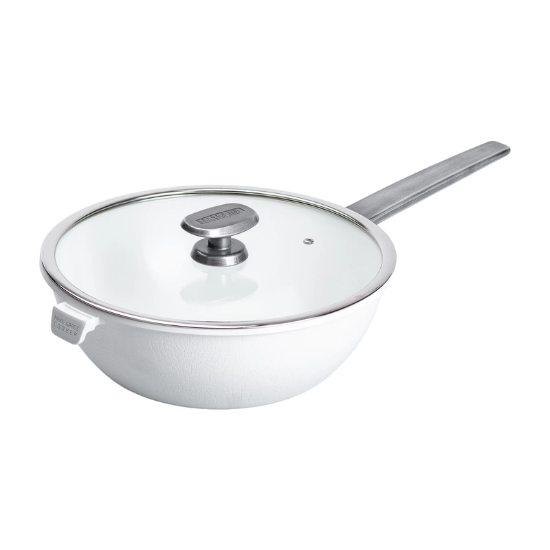 Алюмінієва сковорода 5.6 л з керамічним покриттям антипригарним Ø 30 см Біла MGC HP-4-460W — MGC