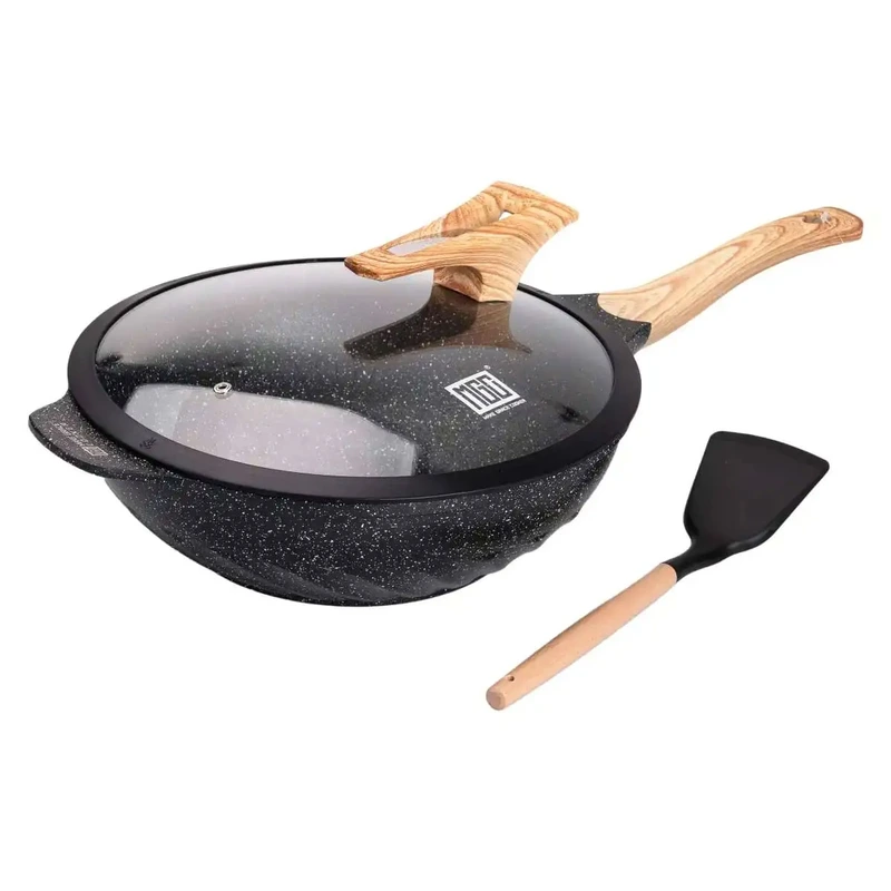 Алюмінієва сковорода 5,8 л, мармурове антипригарне покриття, Ø 32 см, з лопаткою для приготування MGC HP-4-449 — MGC