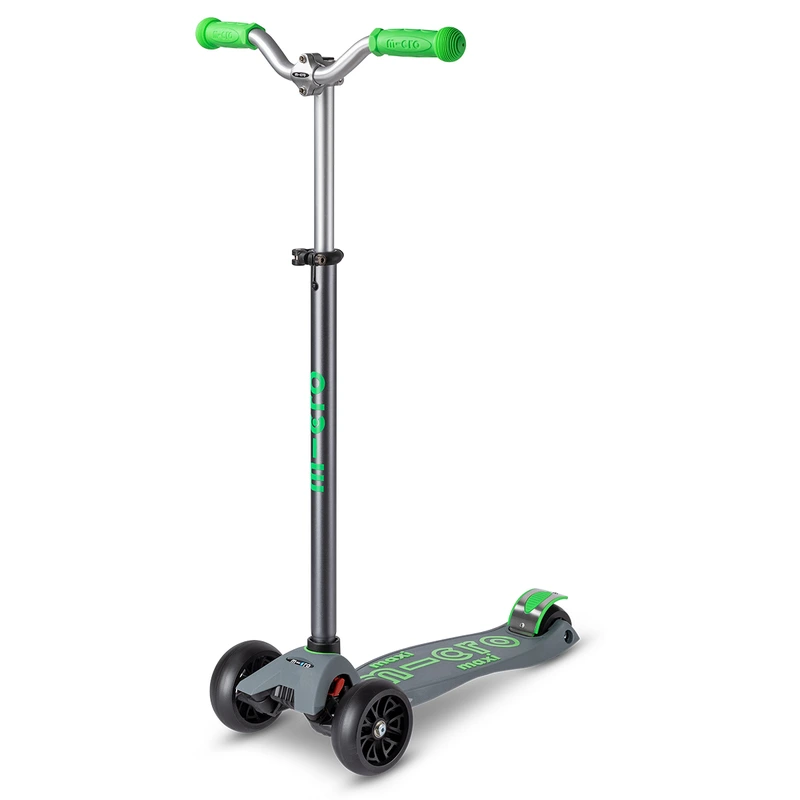 Самокат MICRO серії "Maxi PRO Deluxe" - СІРО-ЗЕЛЕНИЙ (до 50 kg, триколісний) — Micro