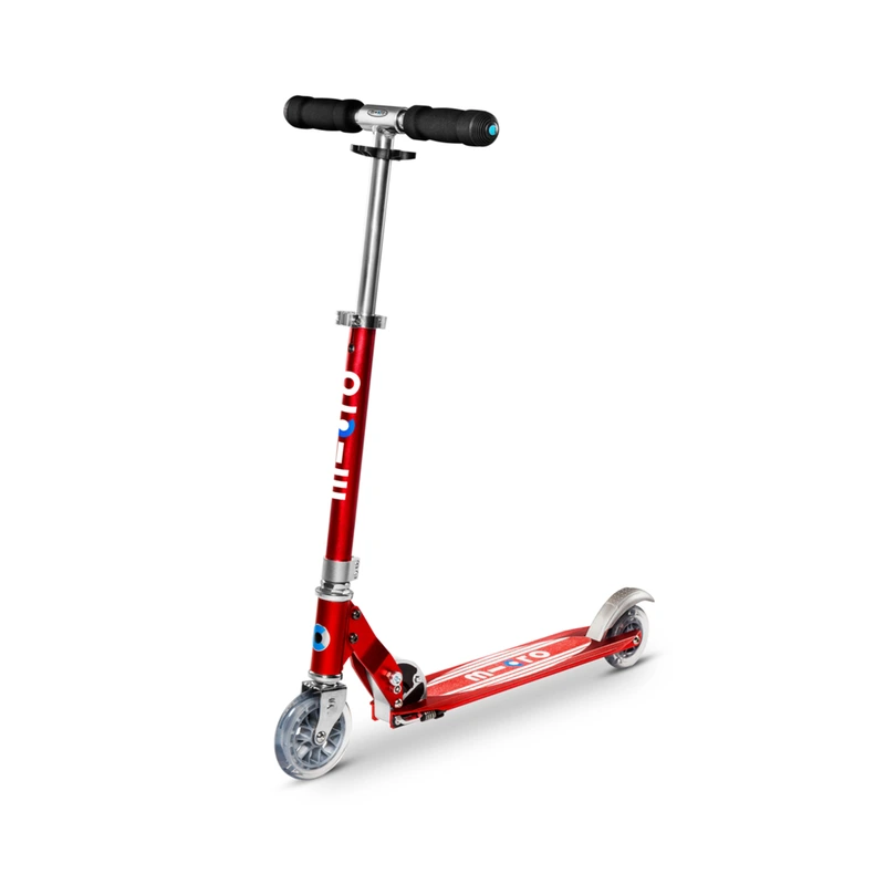 Самокат MICRO серії "Sprite" – ЧЕРВОНИЙ ЗІ СМУЖКАМИ (до 100 kg, двоколісний) — Micro