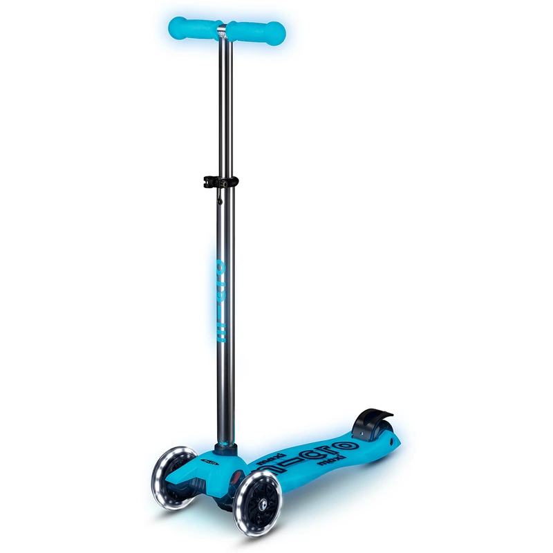 Самокат MICRO серії "Maxi Deluxe Glow LED" – СИНІЙ КРИШТАЛЬ (до 50 kg, 3-х колісний, світло)