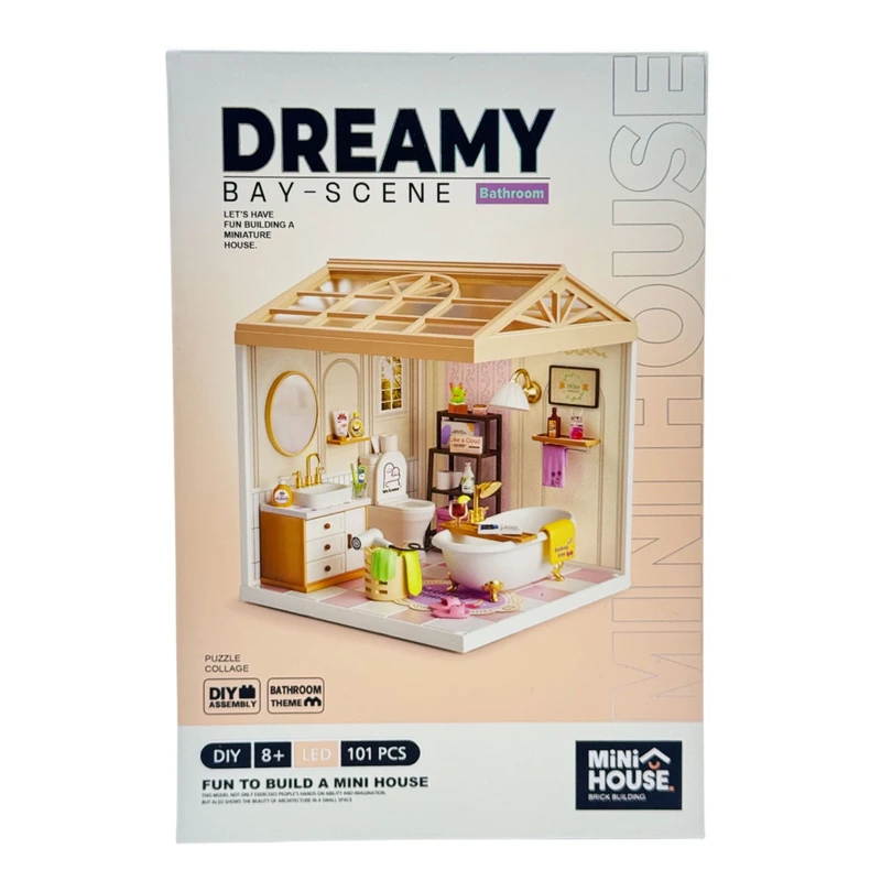 Конструктор-румбокс MINI HOUSE серії "Інтер'єр" – ВАННА КІМНАТА (світло) — Mini House